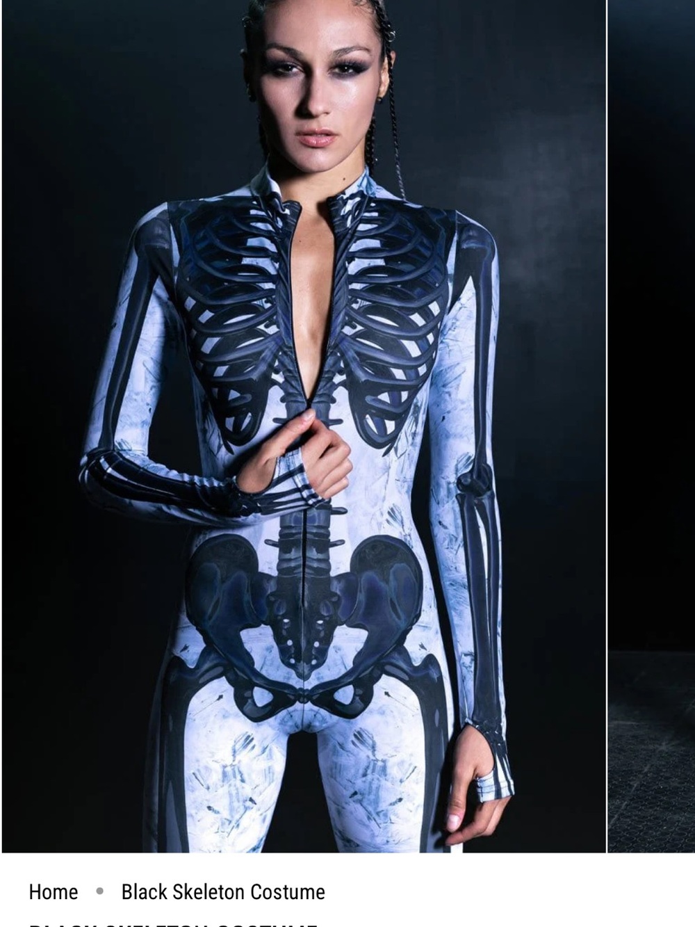 Black Skeleton Rave/Festival Zip Suit